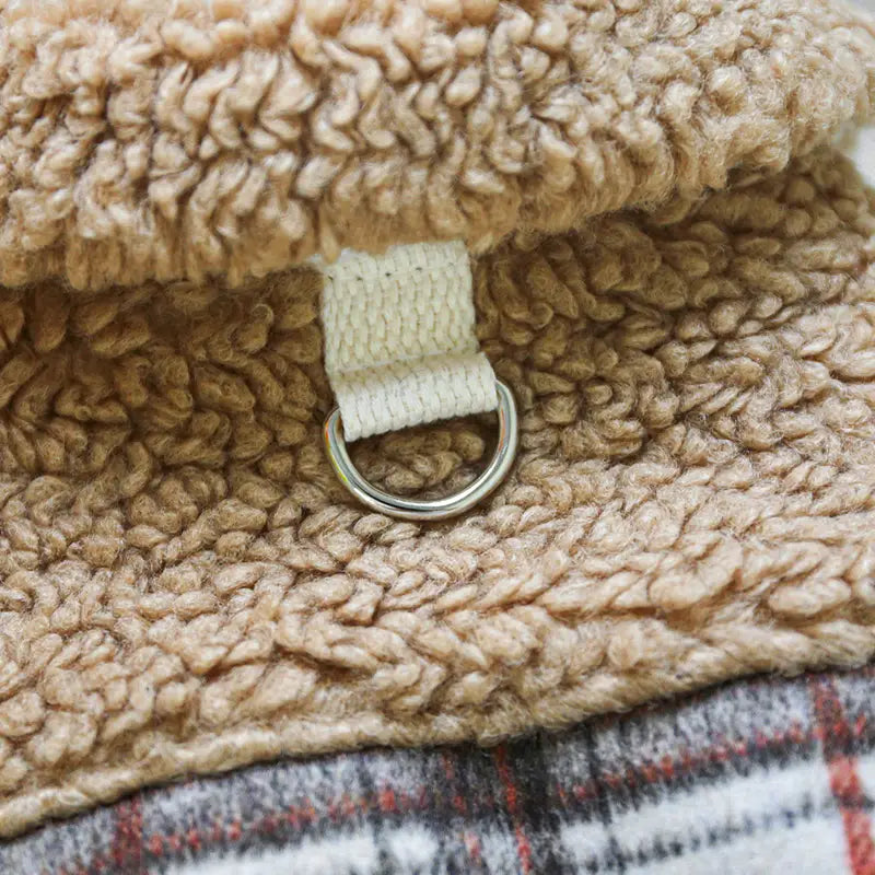 Kışlık Ekose Desenli Yaka Detaylı Köpek Yeleği