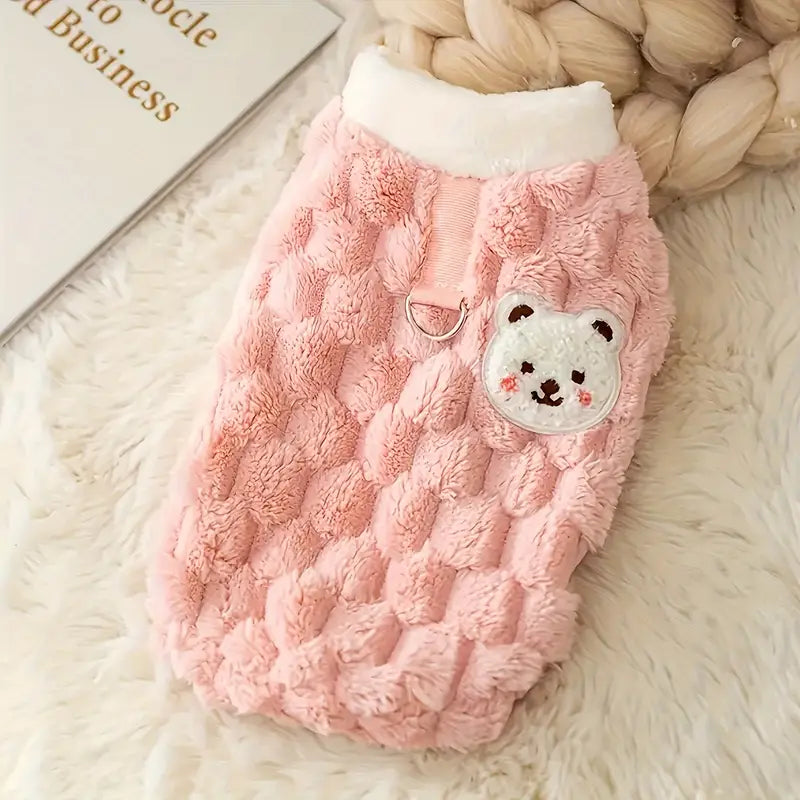 Kediler ve Köpekler için Yumuşak Tüylü Ayıcık İşlemeli Kazak