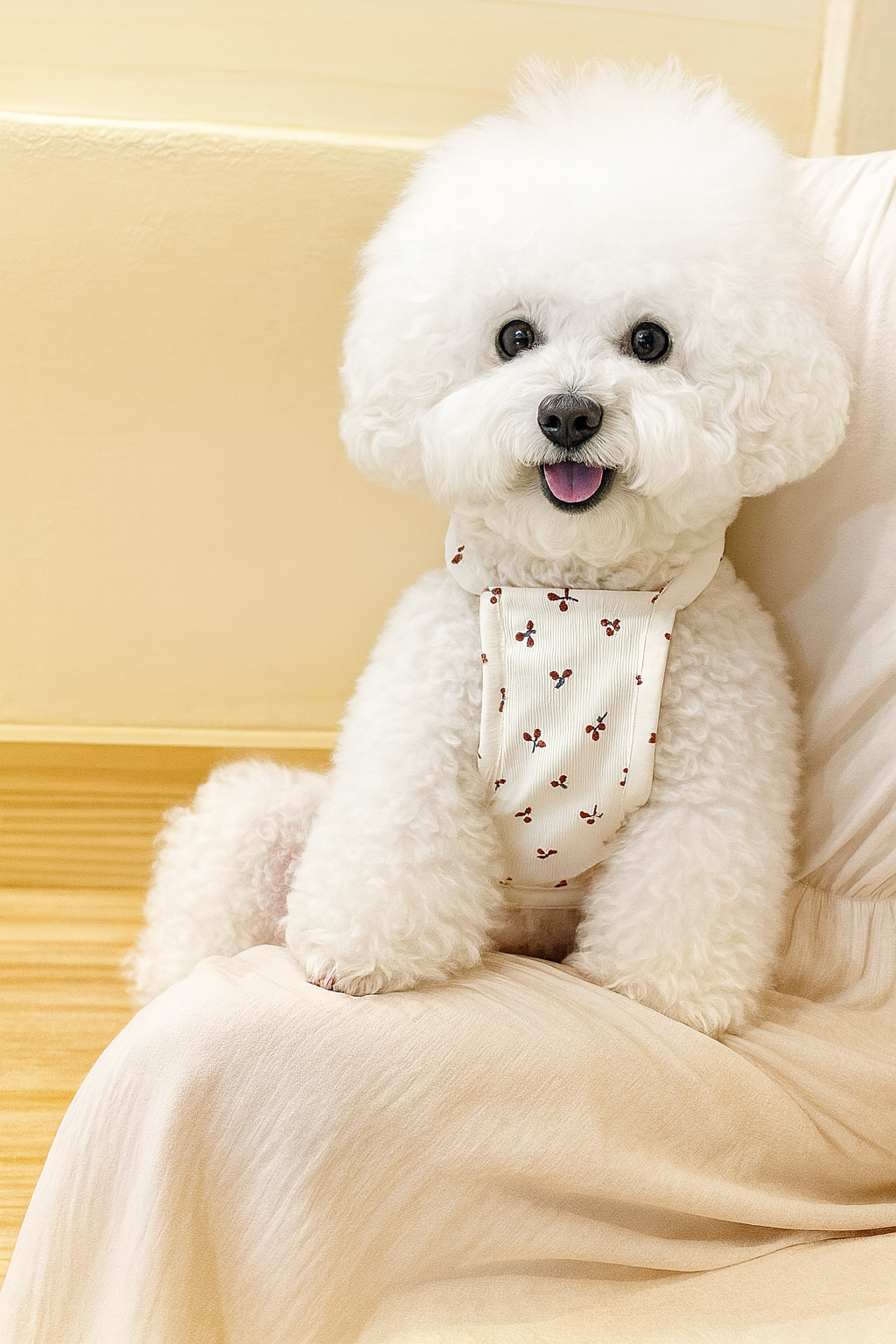 Kiraz Desenli Köpek Body – Küçük Irklar İçin Yumuşak ve Rahat Günlük Kıyafet