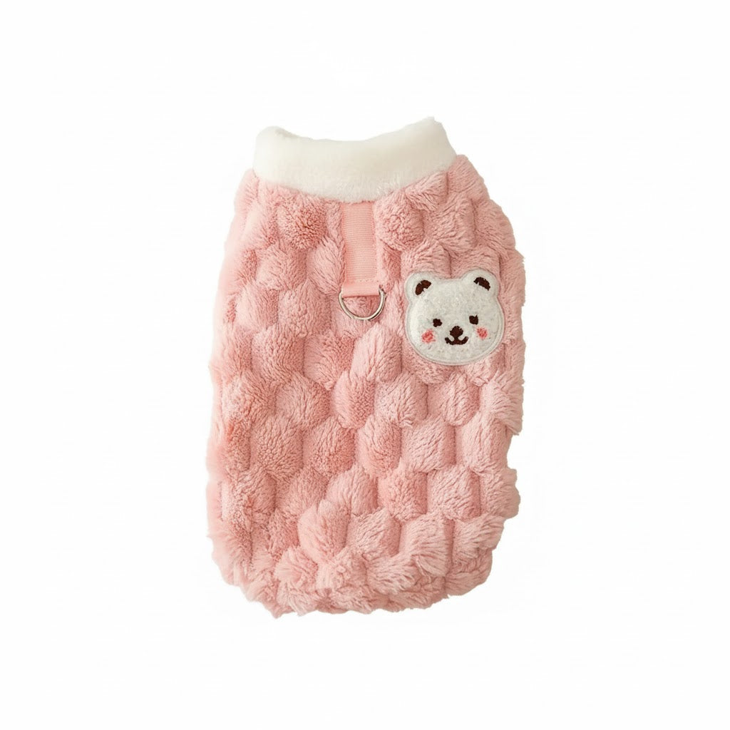 Kediler ve Köpekler için Yumuşak Tüylü Ayıcık İşlemeli Kazak