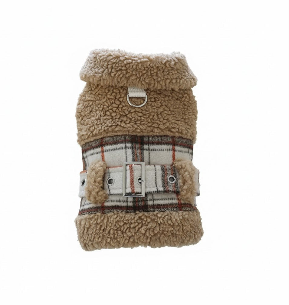 Kışlık Ekose Desenli Yaka Detaylı Köpek Yeleği